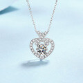 wholesale Metal Material New Love One Carat Moissanite Necklace for Women Romantic Confession Small Design Heart-shaped Collarbone Chain Wholesale-0-6