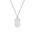 wholesale S925 Sterling Silver Agate Bear Necklace for Women, Fashionable Sweet and Fresh Ins Style Pendant Light Luxury Internet-Famous Collarbone Chain-0-4