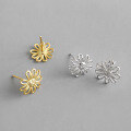 wholesale S925 Sterling Silver HED425 Korean Version Minimalist Sunflower Stud Earrings, Small and Chic, Versatile Silver Earrings-0-0
