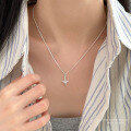 wholesale S925 Sterling Silver White Agate Four-pointed Star Necklace For Women-0-1