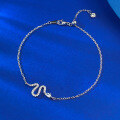 wholesale S925 Silver Exquisite Small Snake Bracelet Adjustable Chain Zircon Inlaid Light Luxury Niche Live Cross-Border Style-0-0