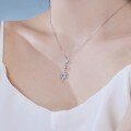 wholesale S925 Sterling Silver Korean Style Light Luxury Women's Necklace with Exquisite Australian Gemstone Hexagram Pendant, Delicate Collarbone Chain-0-3