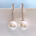 wholesale S925 silver jewelry trendy precision-set 14mm pearl shell bead earrings,-0-5