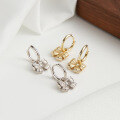 wholesale S925 Sterling Silver Ultra Sparkly Bow Earrings, Minimalist Luxury Hoop Earrings for Women Wholesale-0-2