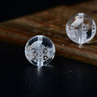 wholesale Metal material natural white crystal carved Manjushri wisdom mantra round bead spacer bead lucky bead handmade DIY crystal beaded jewelry-10 mm each