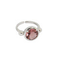 wholesale S925 Sterling Silver Korean Version INS Minimalist Design Versatile Synthetic Tourmaline Open Adjustable Ring-0-5