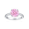 wholesale S925 Sterling Silver 2ct Round Hundred-Facet Fire Cut Ring, European and American Minimalist Style 8*8 Color Gem High Carbon Diamond Ice Flower Cut Women's Ring-0-8