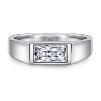 wholesale S925 silver wholesale manufacturer of fashionable rectangular zirconia rings for women and men with European and American quality-Platinum US size 12#