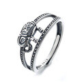 wholesale S925 Sterling Silver Retro Thai Silver Ethnic Style Elephant Totem Pattern Hollow Open Ring-0-4