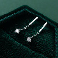 wholesale S925 silver Korean-style women's short elegant bar stud earrings with diamond inlay, minimalist ear jewelry M01715-0-4