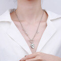 wholesale S925 Sterling Silver Retro Vintage 3D Layered Heart Striped Letter H Pendant with Lucky OT Clasp Necklace-0-2