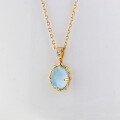 wholesale S925 metal source manufacturer wholesale fresh and sweet inlaid sky blue glass white shell white zircon necklace-0-2