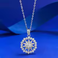 wholesale S925 Sterling Silver Fashion Christmas Style Snowflake Astrolabe Necklace, Versatile for Everyday Wear-N478 Snowflake Necklace 925 Silver