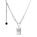 wholesale S925 Sterling Silver Interlocking Square Plate Letter Fringe Necklace, Ins Hip-hop Minimalist Style Pendant Chain for Women-0-4