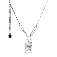 wholesale S925 Sterling Silver Interlocking Square Plate Letter Fringe Necklace, Ins Hip-hop Minimalist Style Pendant Chain for Women-145L/approximately 11.98g>925 silver