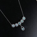 S925 Silver Wholesale Sweet Potato Pendant Necklace Set with NaturalBlue Water Jadeite-0-2