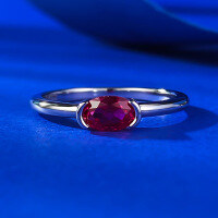 wholesale S925 Silver Plated Simulated Diamond 4*6 Red Blue White Ring, Fashionable and Versatile-R933 Red Diamond No. 6