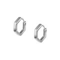 wholesale S925 Sterling Silver Hexagonal Ear Clasp Earrings for Women, Korean Style Fashion Geometric Minimalist Polygon Ear Hoop G9927-0-4