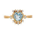 wholesale S925 silver plated with 14k gold, French light luxury style sky blue topaz heart-shaped ring by Dunli Jewelry Factory-0-4