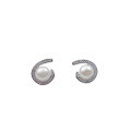 wholesale S925 Sterling Silver Minimalist Moon Embracing Pearl Earrings, Elegant and Versatile Classic Birthday Gift-0-4