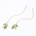 wholesale Gold-plated 925 Silver with Light Luxury Nano Green Zircon Leaf and Olive Branch Colorful Zircon Earrings for Women, Versatile Wholesale-0-4