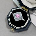 wholesale S925 Sterling Silver New European and American Wedding Ring for Women, 5A Zircon Series Pink Clover Drop Geometric Wholesale-0-3
