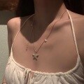 wholesale S925 Sterling Silver Minimalist Textured Irregular Starfish Pendant Matte Finish Necklace, Versatile Daily Wear Trendy Collarbone Chain-0-1