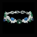 wholesale 925 Sterling Silver Gold Plated Bracelet with High Carbon Diamonds Blue Green Fruit Tapestry Fashion Exquisite Versatile Jewelry for Women-0-5