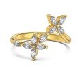 wholesale S925 Sterling Silver High-End Light Luxury Women's Ring with Exquisite Double Butterfly Misalignment Design, Forest Style Marquise Zirconia Ring-0-6