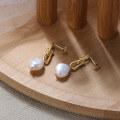 wholesale S925 Sterling Silver, 14K Gold Fashion Versatile Wholesale Cloud-Pull Earrings with Baroque Pearl Accent-0-1