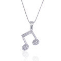wholesale S925 Silver Fashion-Forward Minimalist Versatile Musical Note Pendant Necklace with Inlaid Diamonds-0-4