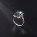 wholesale S925 sterling silver embedded gemstone ring, factory direct supply colorful crystal ring for women, European and American vintage fashion elegant-0-3