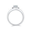 wholesale S925 silver crown teardrop V-shaped ring with GRA certificate, 1ct colored moissanite ring for women as a gift-0-3
