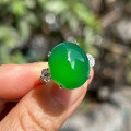 wholesale 925 Sterling Silver Inlaid High Ice Green Chalcedony Elegant Large Cabochon 12*14 Women's Ring-0-1
