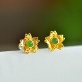 wholesale 925 silver with certificate filigree openwork Hetian jade earrings, new Chinese-style palace antique egg-faced jade ear studs earrings-0-0