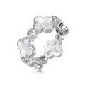 wholesale S925 Sterling Silver Women's Ring with Heart-Shaped Four-Leaf Clover Zircon and Detachable Design, Small Luxury-0-7