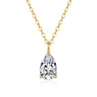 14K Gold Plated 925 Silver Moissanite 1ct Pear Pendant Necklace-1CT set with zircon  925 silver