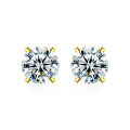 Gold-Plated S925 Silver Classic Four-Prong Moissanite Stud Earrings, Cross-Border Hot Seller-0-6