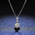 925 Sterling Silver 1-Carat Moissanite Snowflake Pendant Necklace-0-3