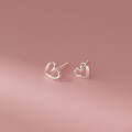wholesale S925 Sterling Silver Fresh and Sweet Ins Style Niche Design Exquisite Hollow-out Heart Earrings G5636-0-2