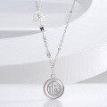 wholesale S925 Sterling Silver Chinese Style Mother-of-Pearl Fu Character Pendant Necklace, National Trend Niche Premium Design Collarbone Chain-0-0
