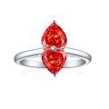 wholesale 925 Sterling Silver Flame Ice Cut Double Heart Shape Love Ring for Women, High-End Luxury 1ct Color Gem High Carbon Diamond Women's Ring-0-6