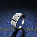S925 Silver Men's Moissanite Ring, Frosty Four-Prong Setting, Live Stream Supply-0-0