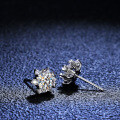 Sterling Silver Snowflake Earrings with Moissanite for Women-0-1