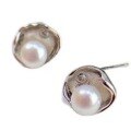 wholesale S925 Sterling Silver Simple Swarovski Pearl Earrings for Women, Korean Dongdaemun New Style Versatile High-End Earrings-0-4