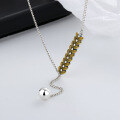 wholesale S925 Sterling Silver Yellow Resin Leaf Design Round Ball Tassel Necklace, Creative and Elegant Style Pendant-0-3