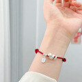 wholesale 999 Silver Auspicious Zodiac Snake Bracelet, Year of the Snake, Handwoven Red String Anklet for Women, Goddess Festival Gift-0-2