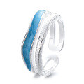 wholesale S925 Silver Japanese Korean Style Light Blue Resin Irregular Minimalist Versatile Trendy Open Ring-0-4