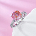 wholesale 925 Silver Live Stream Edition Padparadscha 8*8mm Goddess Pink Bud Gentle Style Ring Loop-0-1