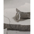 wholesale S925 Sterling Silver Korean Version Ins Minimalist Niche Design Asymmetric Bamboo Joint Textured Open Adjustable Ring for Women-0-1